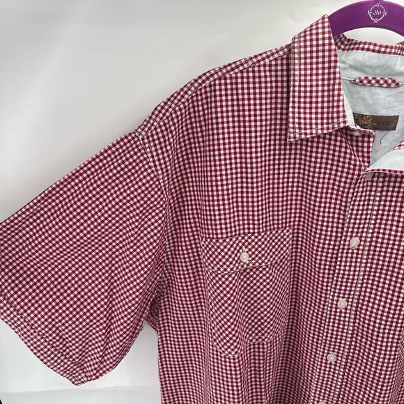 Pronto Uomo mens Red gingham Plaid Button Down Shirt Size 2XL - Picture 10 of 10